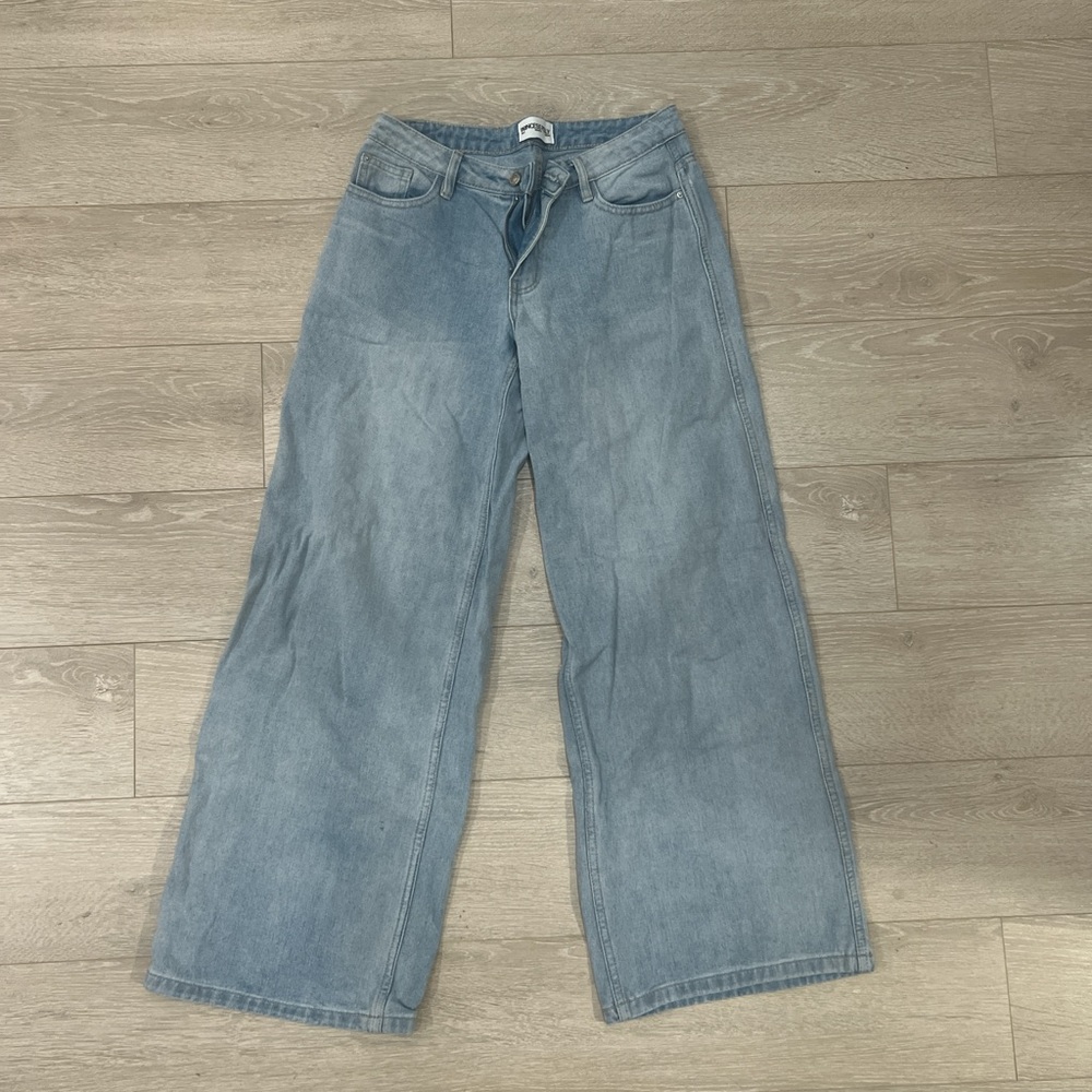 Princess Polly Light Blue Flare Jeans